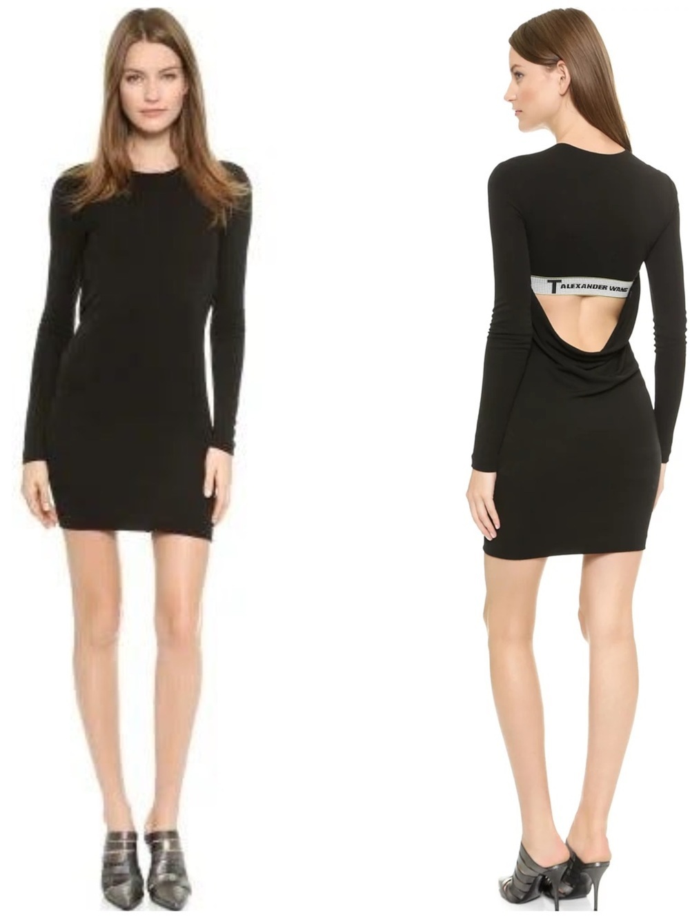 T by Alexander Wang long-sleeve bodycon mini dress cowl back